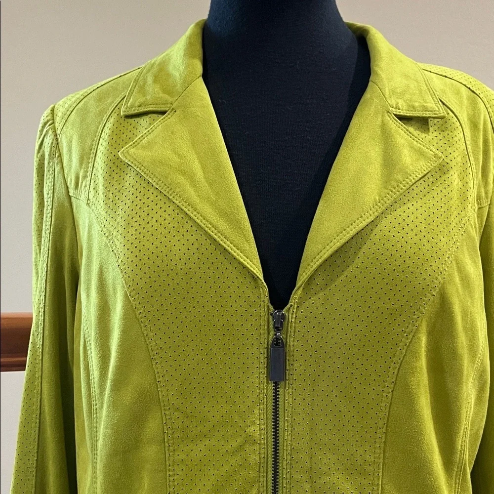 Conrad C Collection LIME Green SOFT FAUX SUEDE ZIP FRONT JACKET SIZE 12